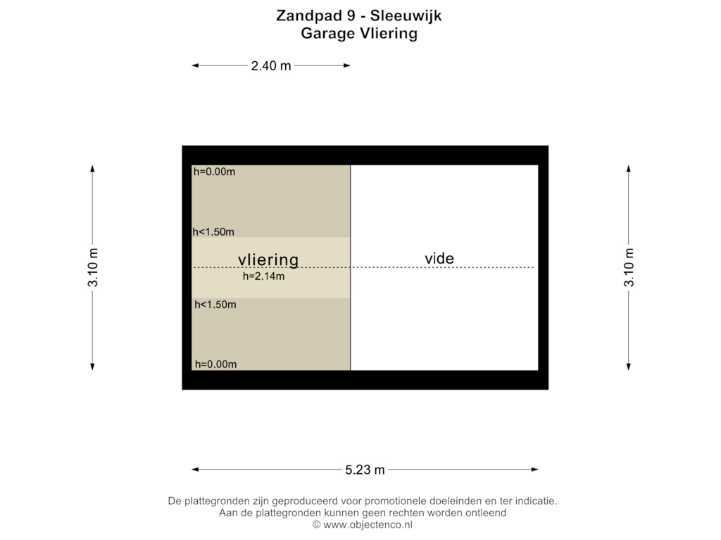 Bekijk plattegrond van GARAGE VLIERING van Zandpad 9