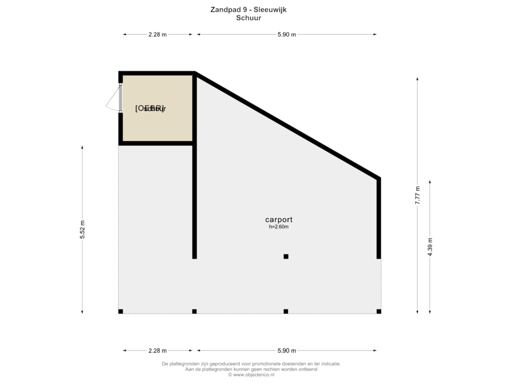 Bekijk plattegrond van SCHUUR van Zandpad 9