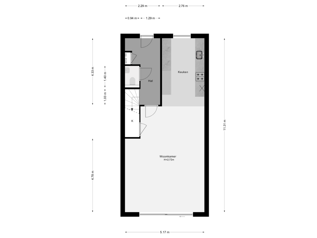 Bekijk plattegrond van Begane Grond van Ommoordsestraat 28