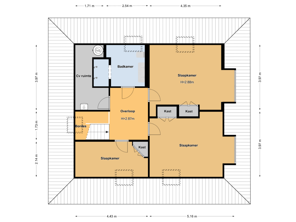 Bekijk plattegrond van Tweede Verdieping van Vossenlaan 41