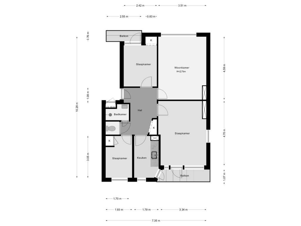 Bekijk plattegrond van 3e Verdieping van Slaak 78