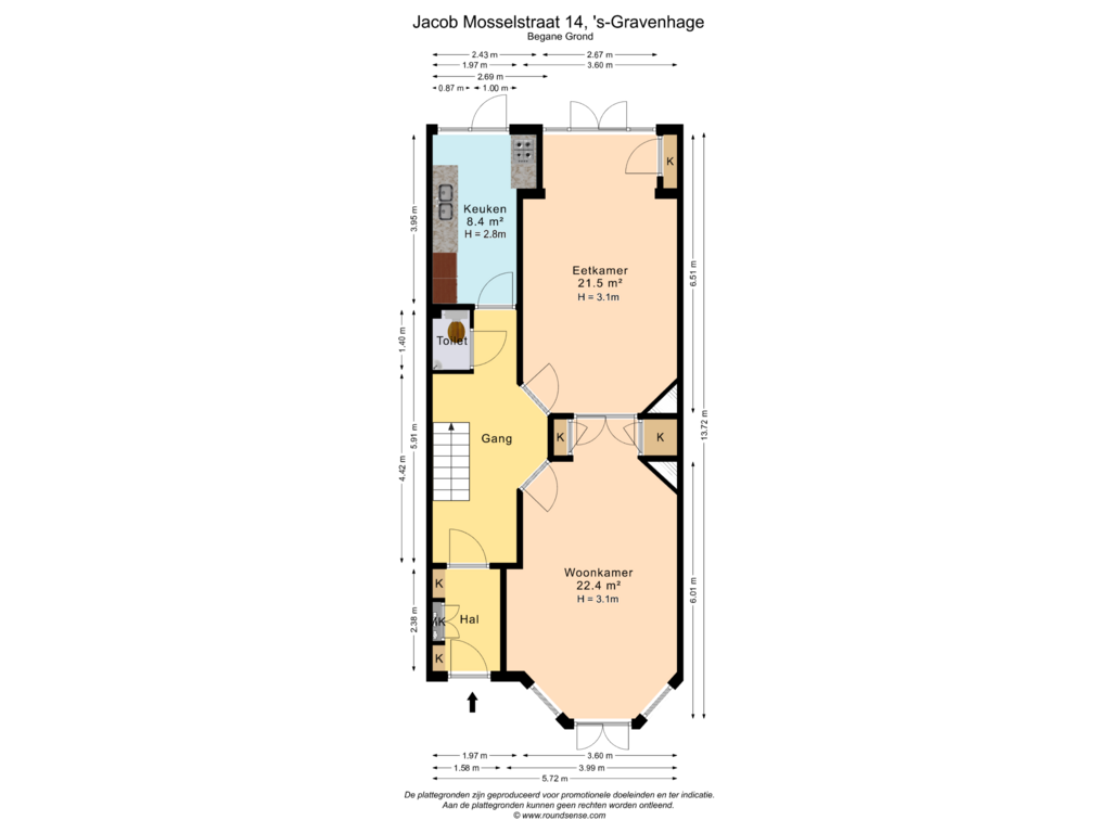 View floorplan of Begane Grond of Jacob Mosselstraat 14