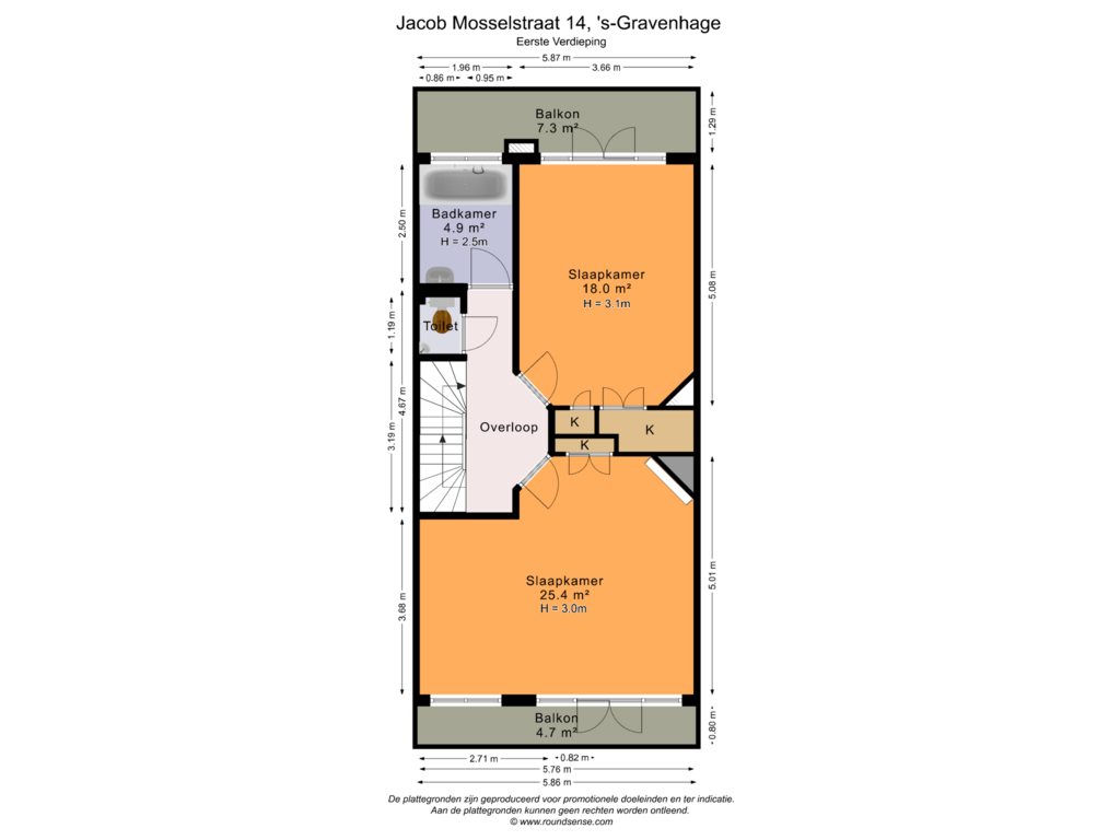 View floorplan of Eerste Verdieping of Jacob Mosselstraat 14