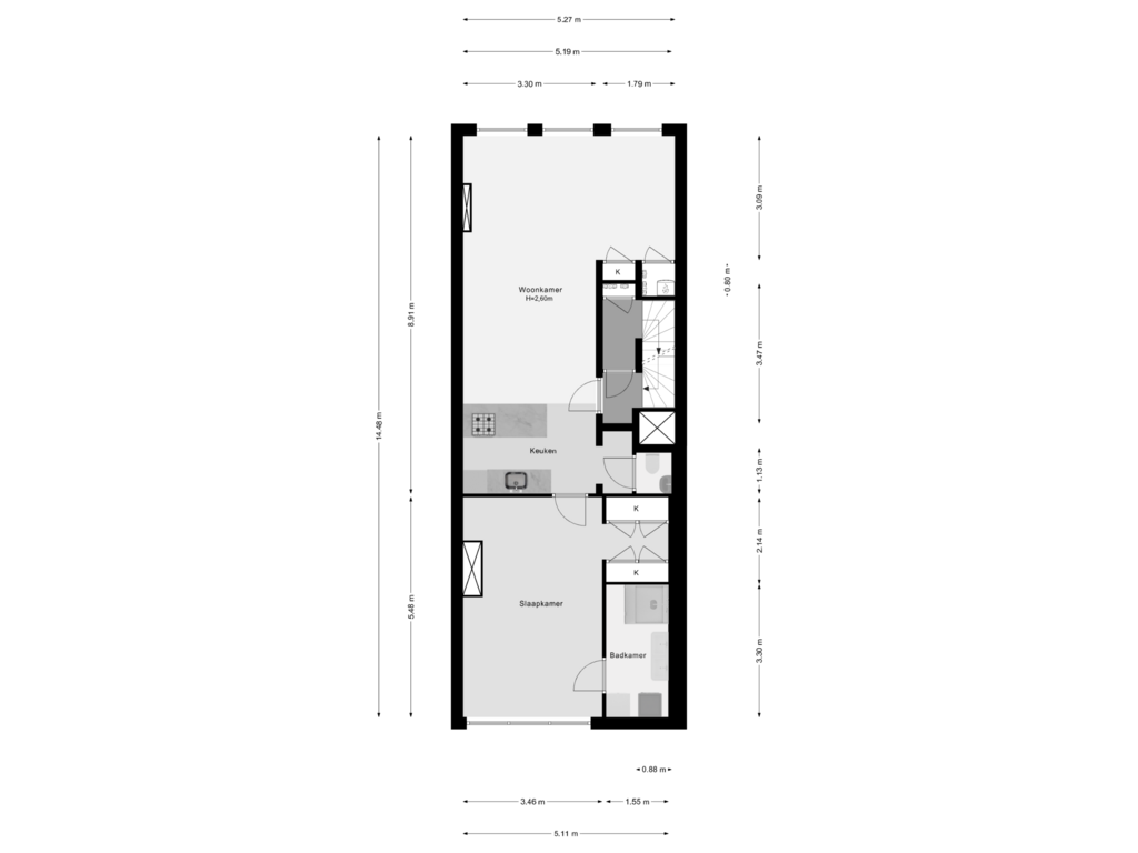 Bekijk plattegrond van 2e Verdieping van Schonebergerweg 58-A