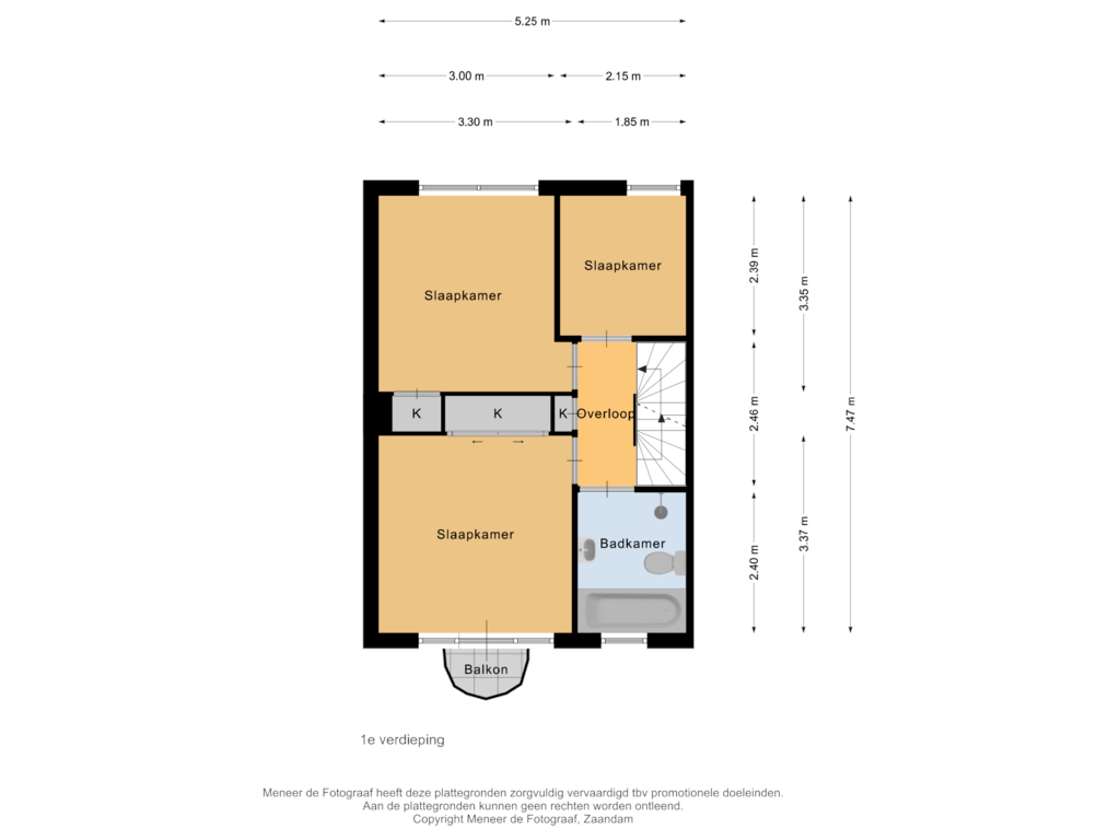 Bekijk plattegrond van 1e verdieping van van Ostadestraat 8