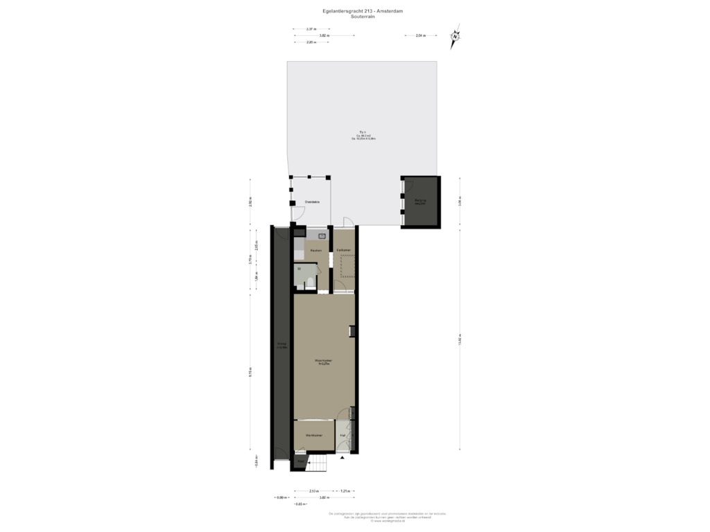 Bekijk plattegrond van Souterrain van Egelantiersgracht 213-H