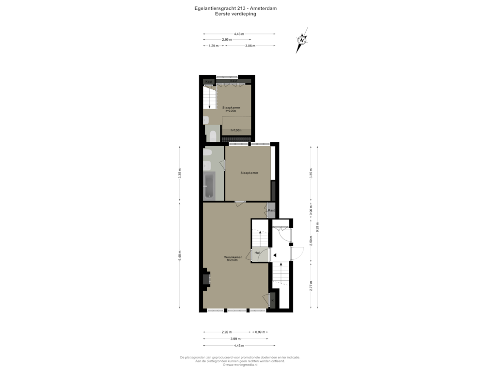 Bekijk plattegrond van Eerste verdieping van Egelantiersgracht 213-H