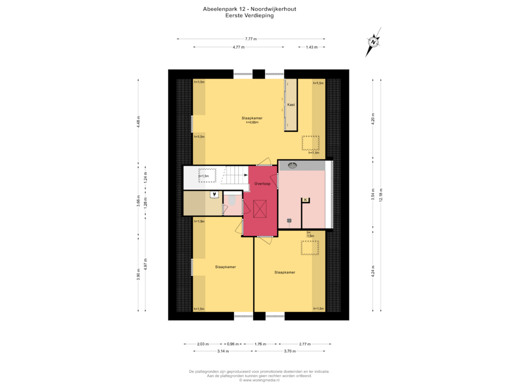 Bekijk plattegrond van Eerste Verdieping van Abeelenpark 12