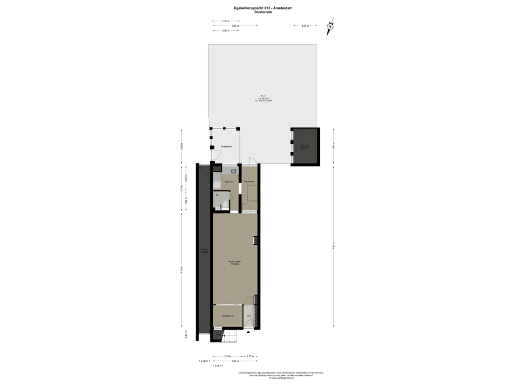 Bekijk plattegrond van Souterrain van Egelantiersgracht 213-O