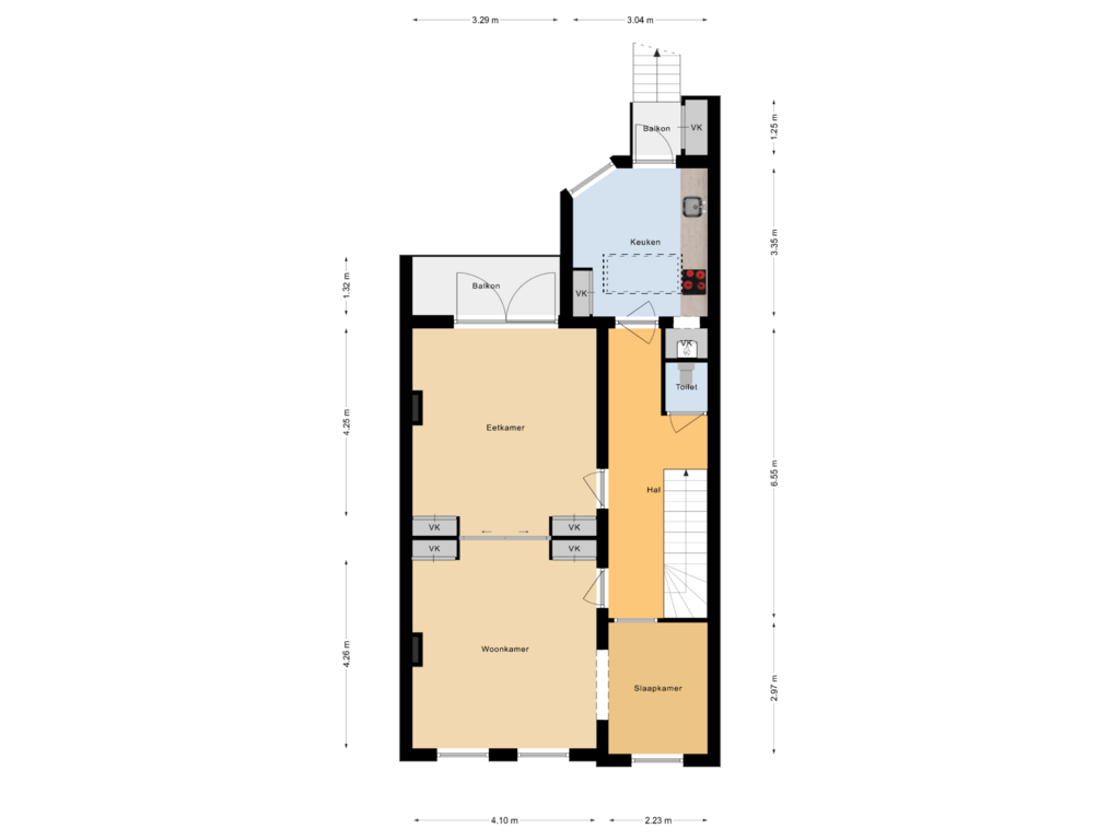 View floorplan of 1e Verdieping of Hertogstraat 7