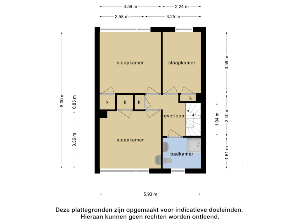 View floorplan of 1e verdieping of Leliestraat 11