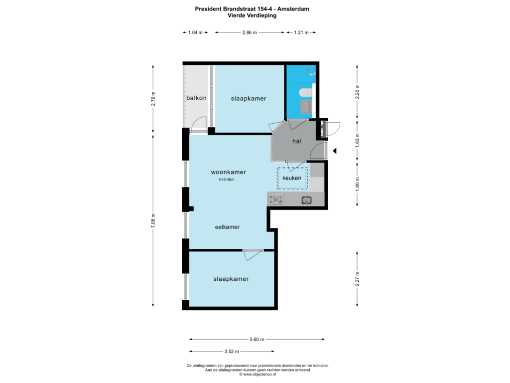 Bekijk plattegrond van VIERDE VERDIEPING van President Brandstraat 154