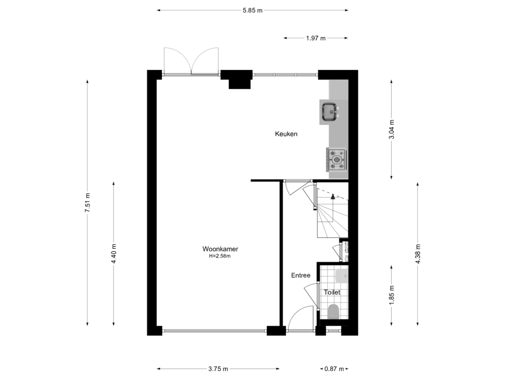 Bekijk plattegrond van Begane Grond van Rietweye 8