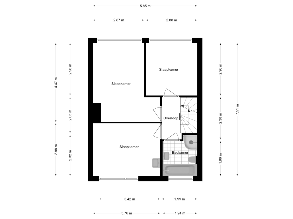 Bekijk plattegrond van 1e Verdieping van Rietweye 8