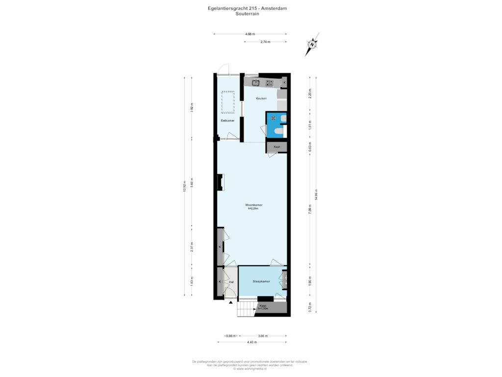 Bekijk plattegrond van Souterrain van Egelantiersgracht 215-H