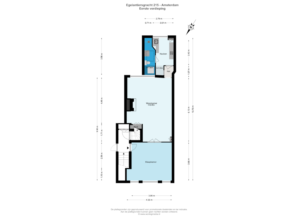 Bekijk plattegrond van Eerste verdieping van Egelantiersgracht 215-H