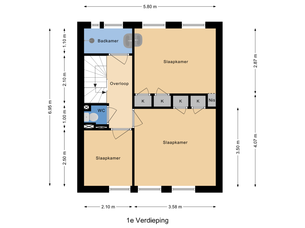 View floorplan of 1e Verdieping of Venusstraat 22