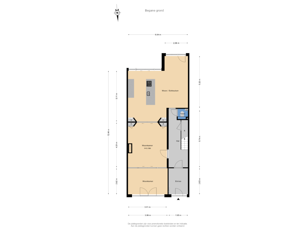 View floorplan of Begane grond of Burgemeester Weertsstraat 65