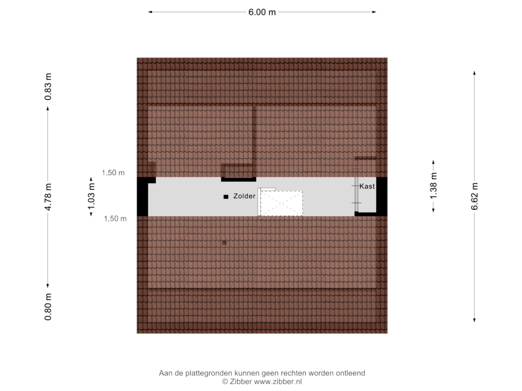 Bekijk plattegrond van Zolder van Thibaltstraat 17