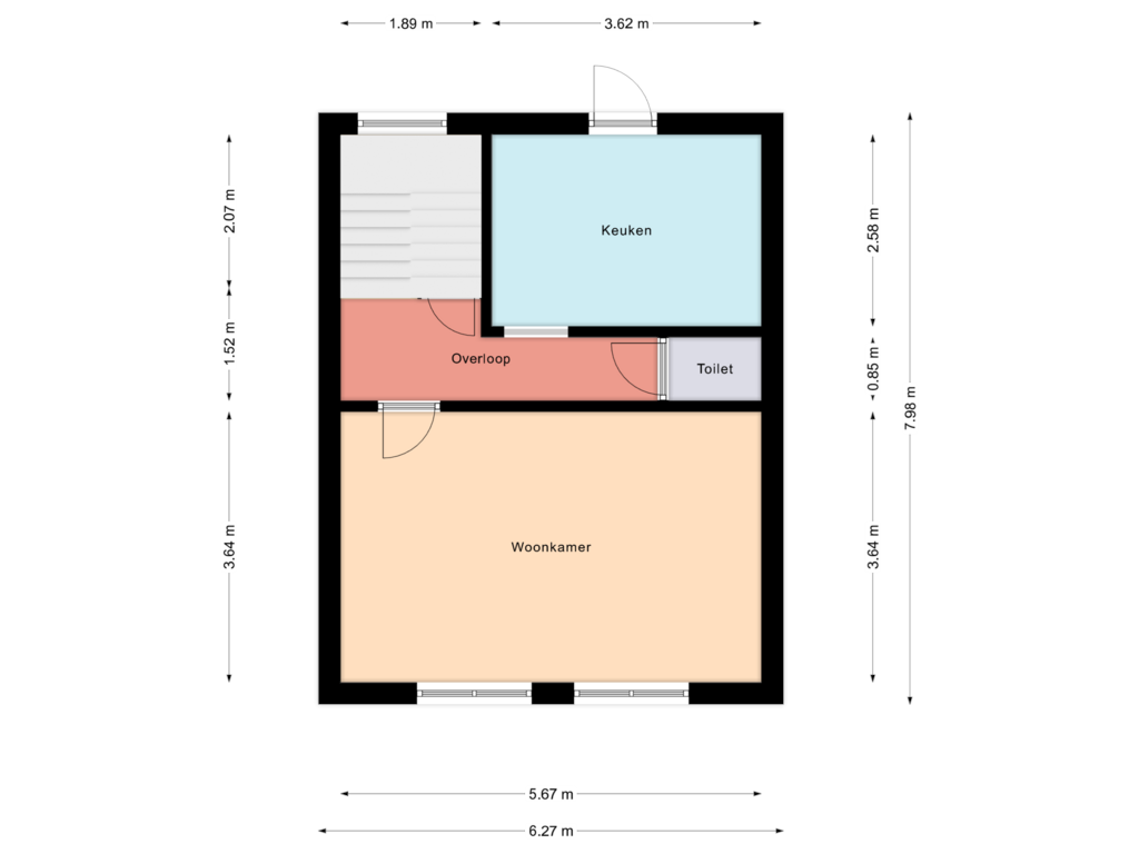 Bekijk plattegrond van Eerste etage van Kouvenderstraat 211