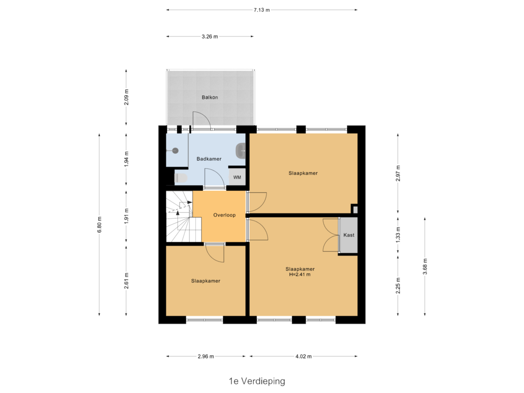 View floorplan of 1e Verdieping of Hazelaarstraat 37