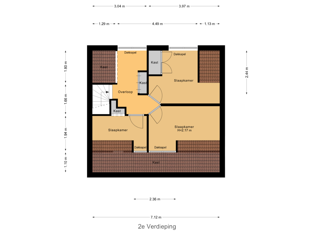 View floorplan of 2e Verdieping of Hazelaarstraat 37