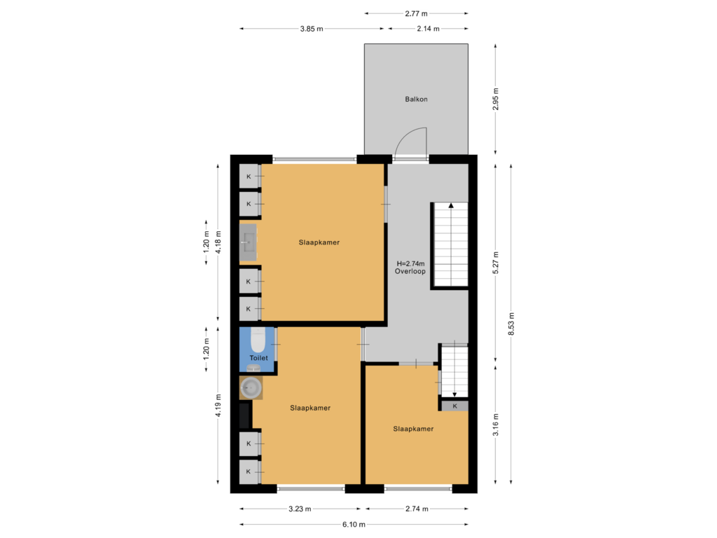 View floorplan of Eerste verdieping of Nieuwe Haven 13