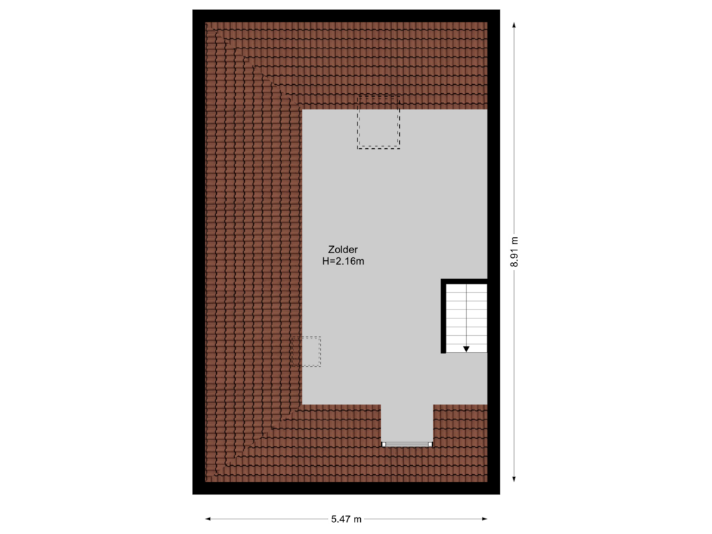 View floorplan of Zolder of Nieuwe Haven 13