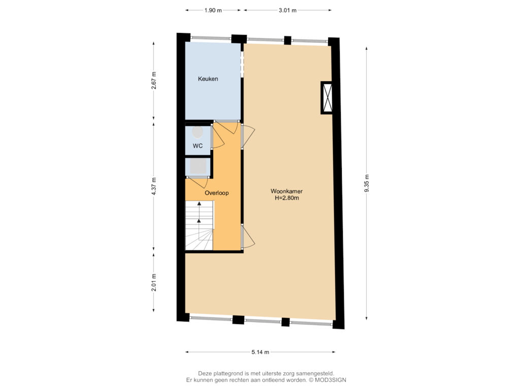 Bekijk plattegrond van 1e Verdieping van Esschilderstraat 10-RD