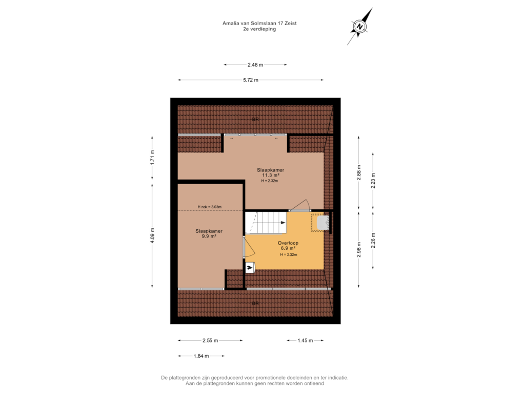 View floorplan of 2e verdieping of Amalia van Solmslaan 17