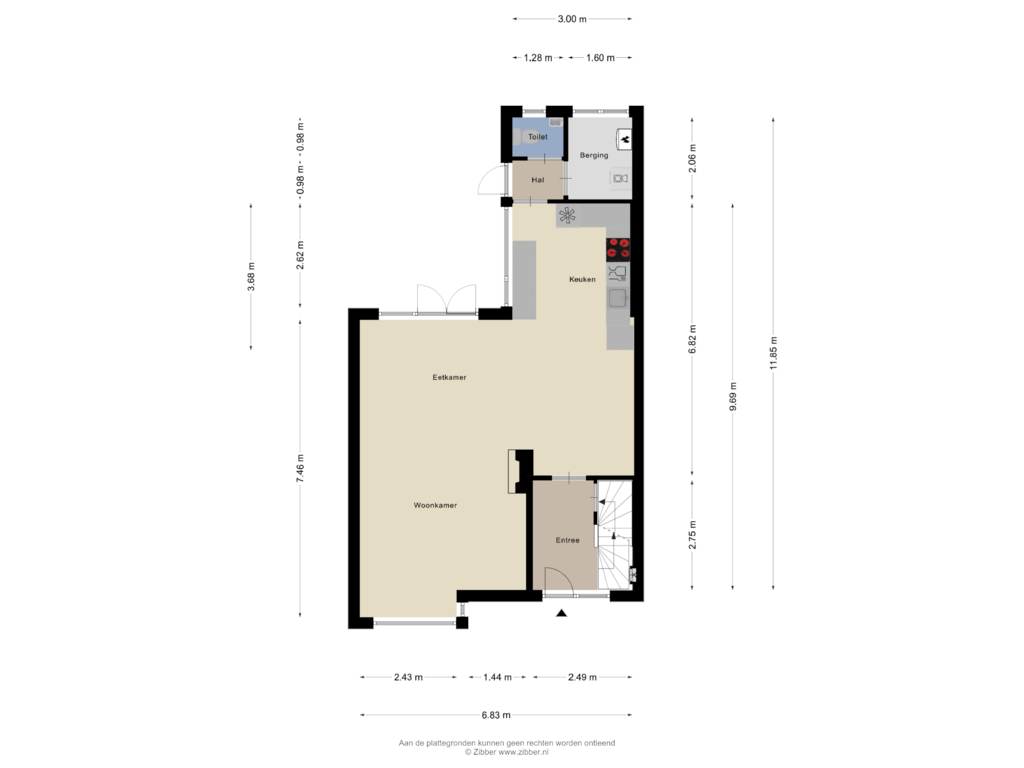 Bekijk plattegrond van Begane Grond van Oldenzaalsestraat 1053