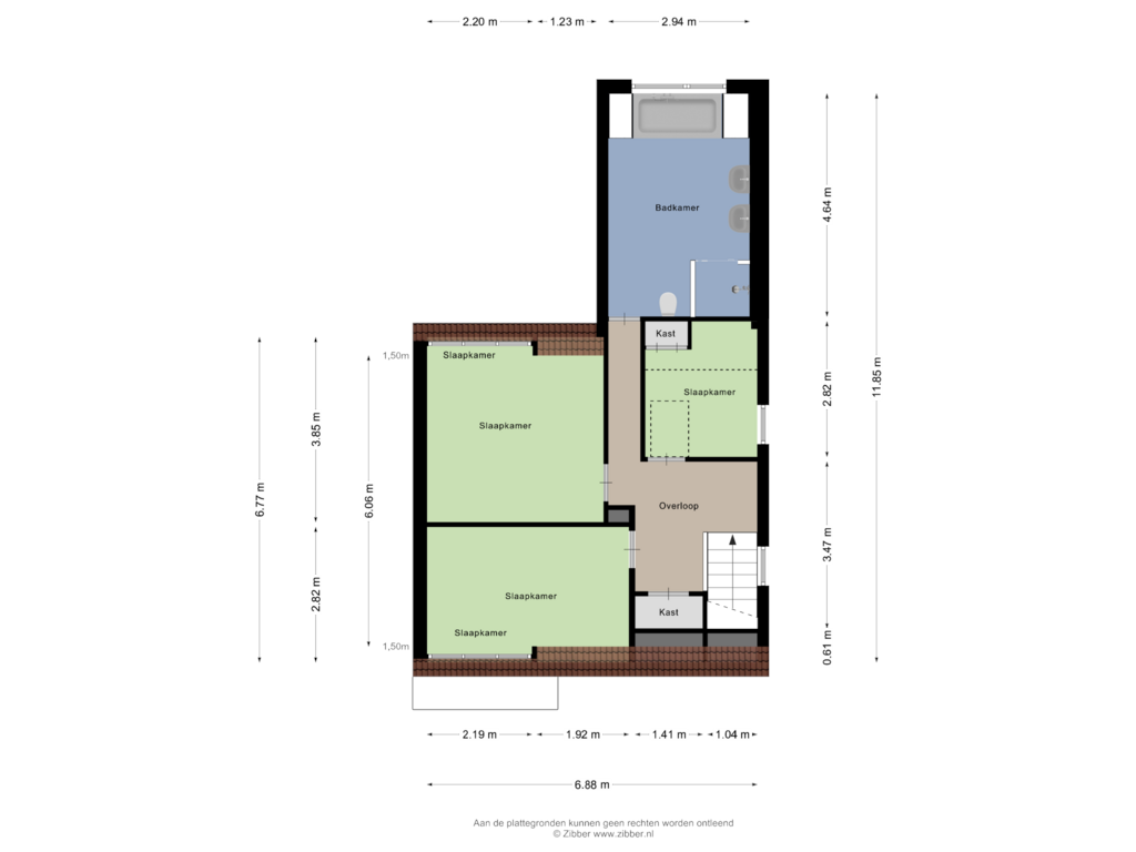 Bekijk plattegrond van Eerste Verdieping van Oldenzaalsestraat 1053