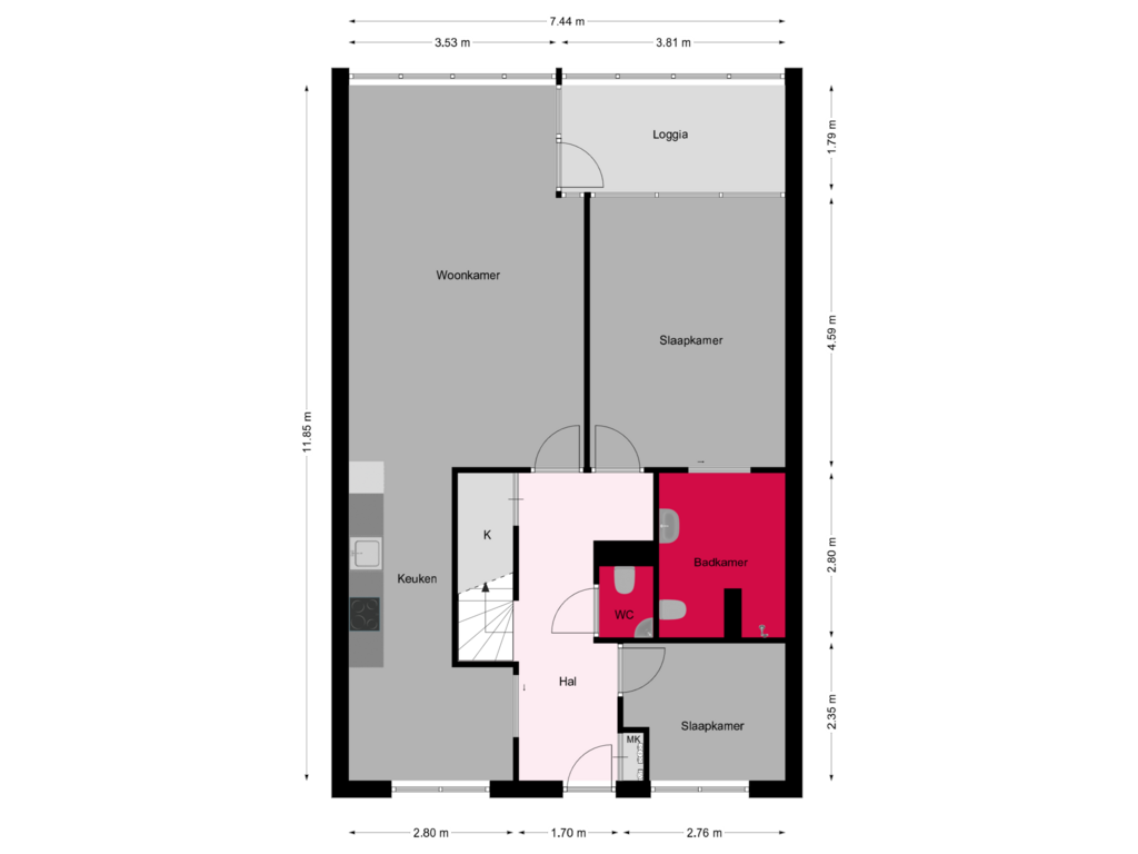 Bekijk plattegrond van Begane grond van Heelweg 55-2