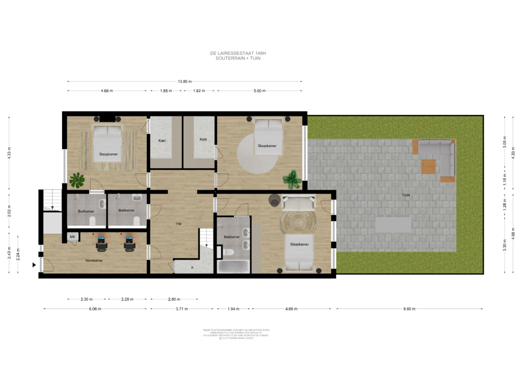 View floorplan of Souterrain of De Lairessestraat 148-H