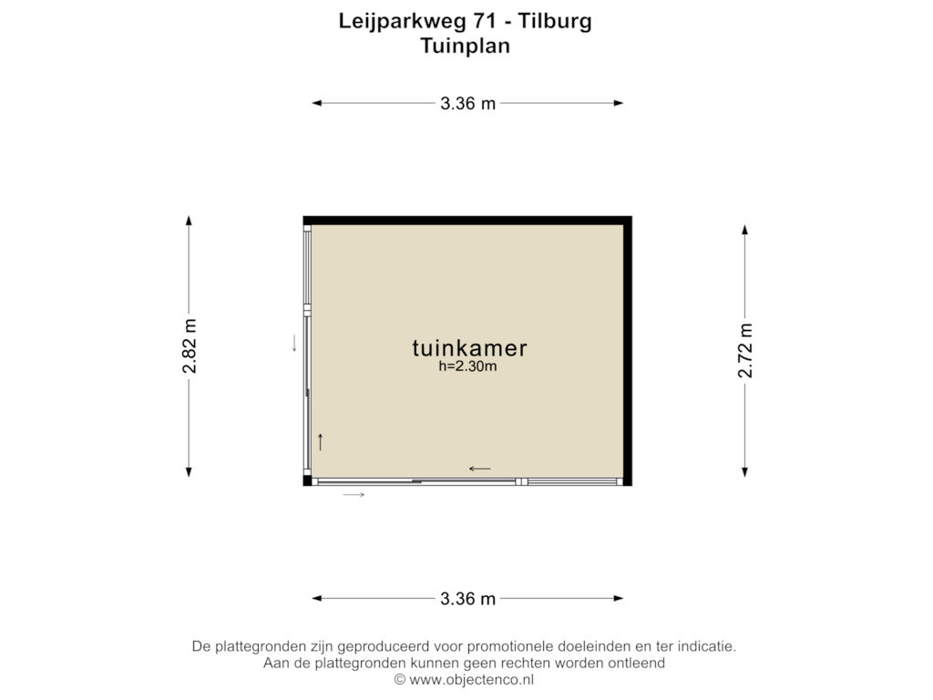 Bekijk plattegrond van TUINKAMER van Leijparkweg 71