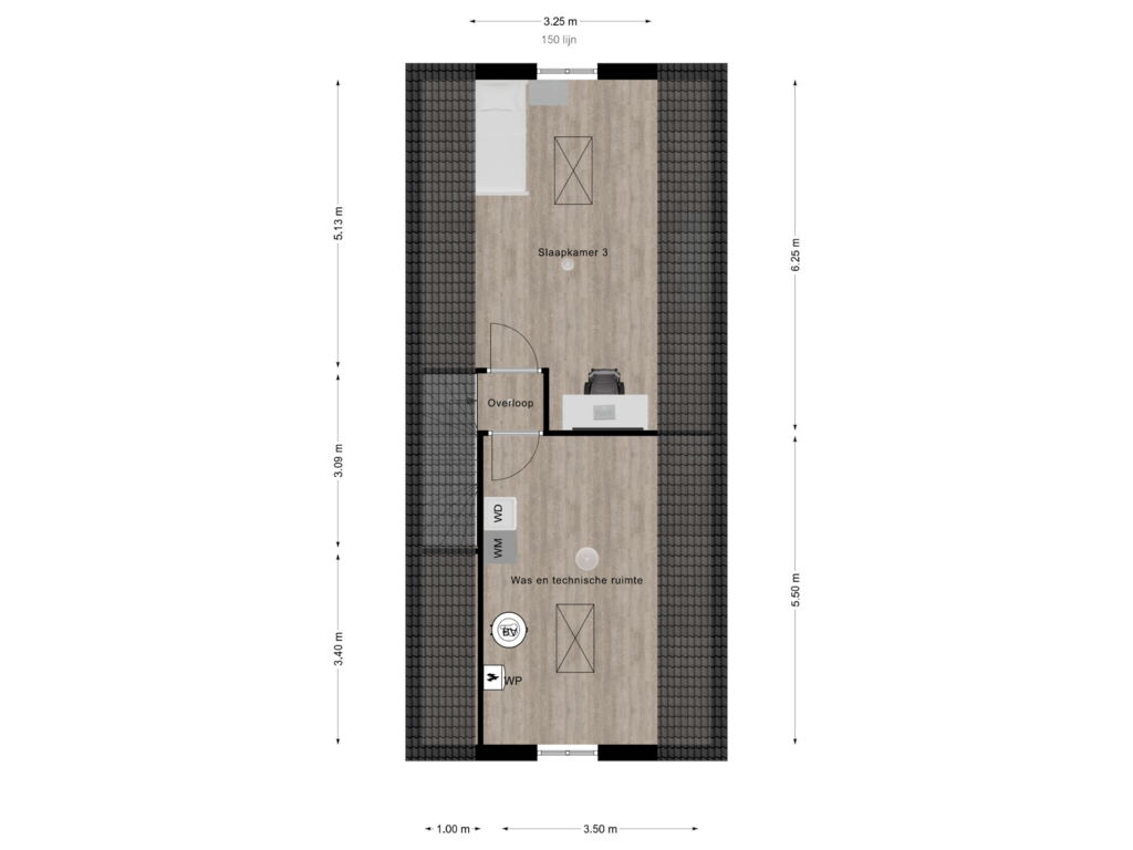 Bekijk plattegrond van 2e verdieping 3D van Kastanjelaan 27