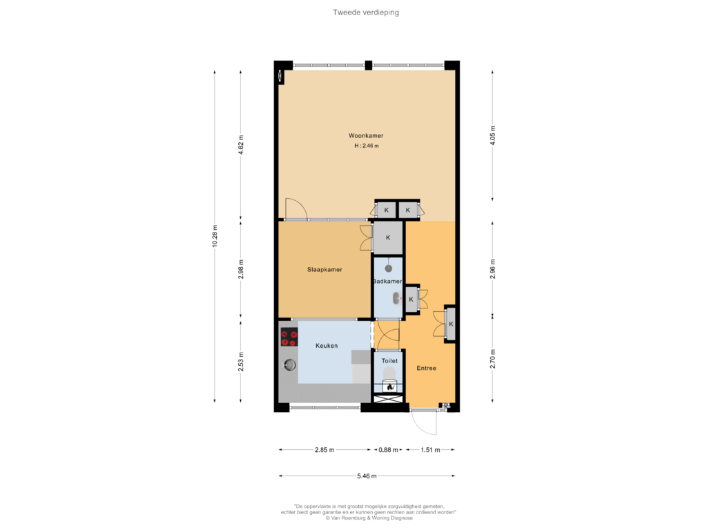 View floorplan of Tweede verdieping of Prinseneiland 9-2RA