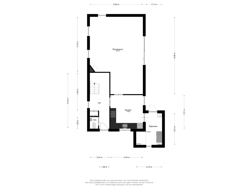 Bekijk plattegrond van Begane Grond van Nieuwe Steeg 8