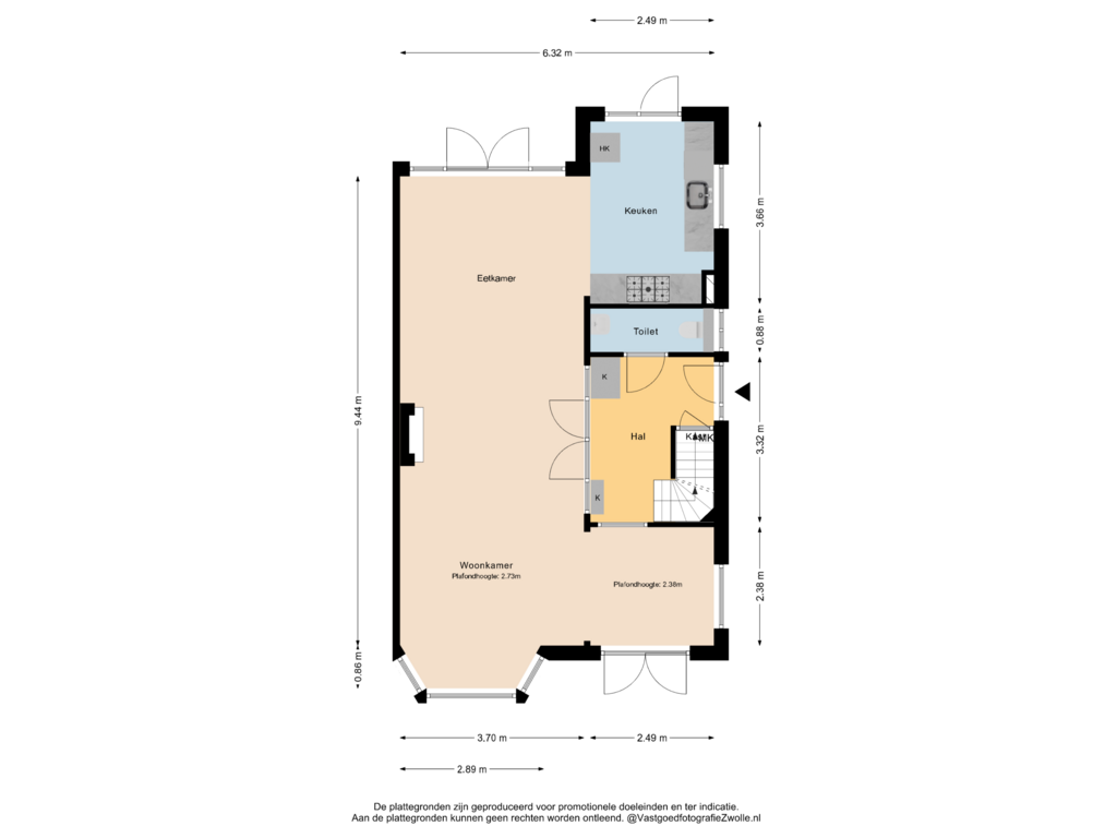 Bekijk plattegrond van Begane grond van Koningin Anna Paulownastraat 13