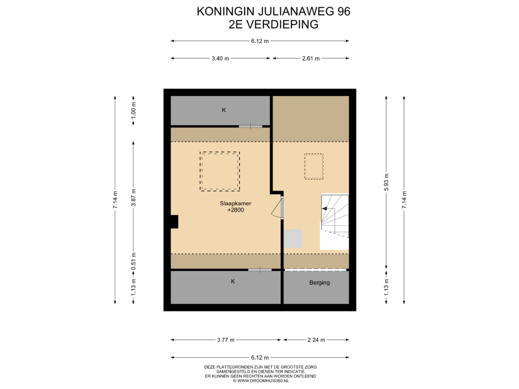 Bekijk plattegrond van 2E Verdieping van Koningin Julianaweg 96