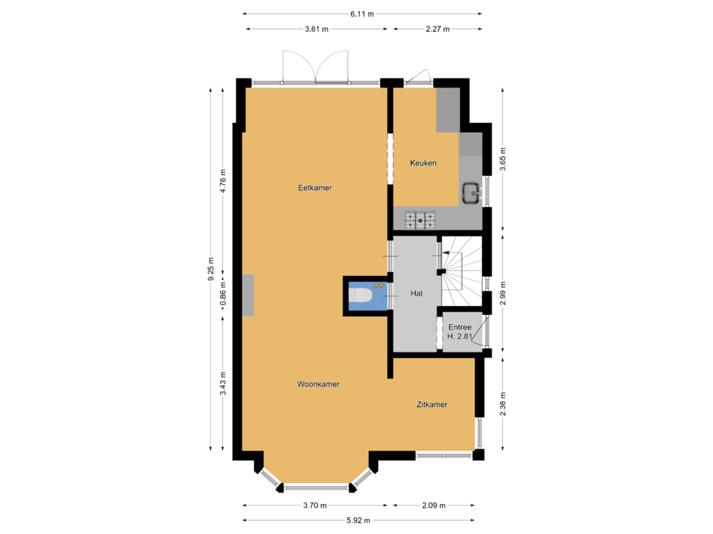 Bekijk plattegrond van Begane grond van Pieter de Hooghlaan 20