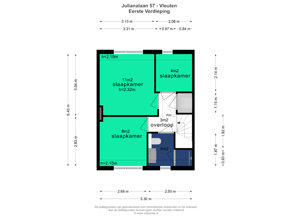 Bekijk plattegrond van EERSTE VERDIEPING van Julianalaan 57