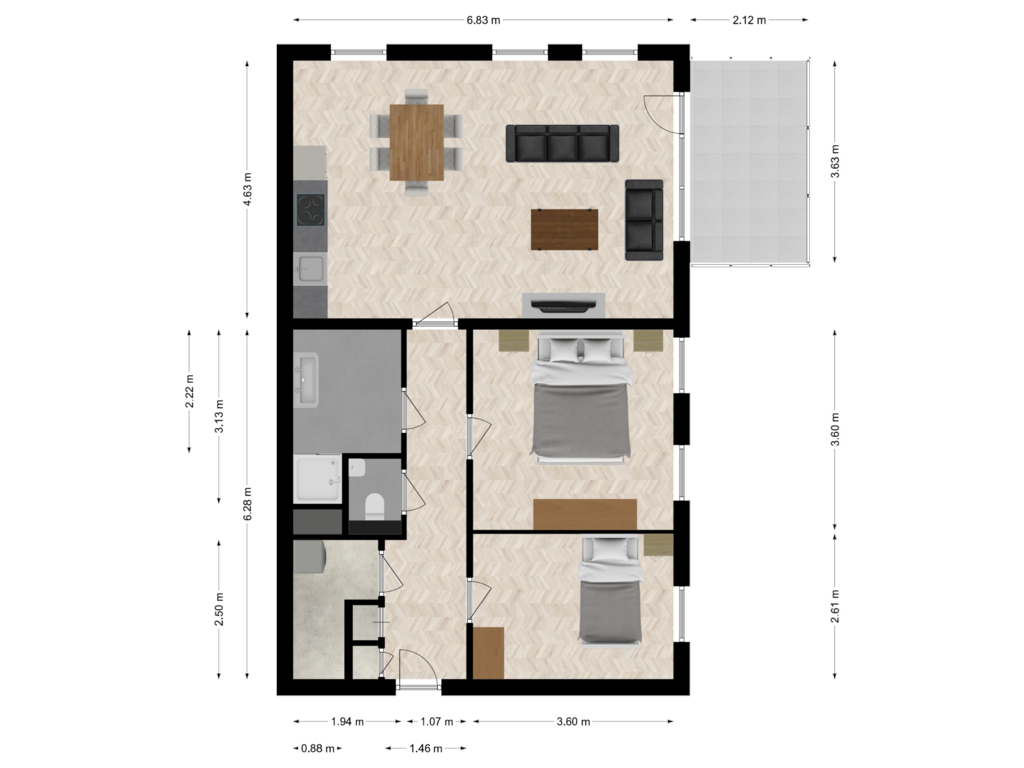 Bekijk plattegrond van Appartement van Beekenoord 146