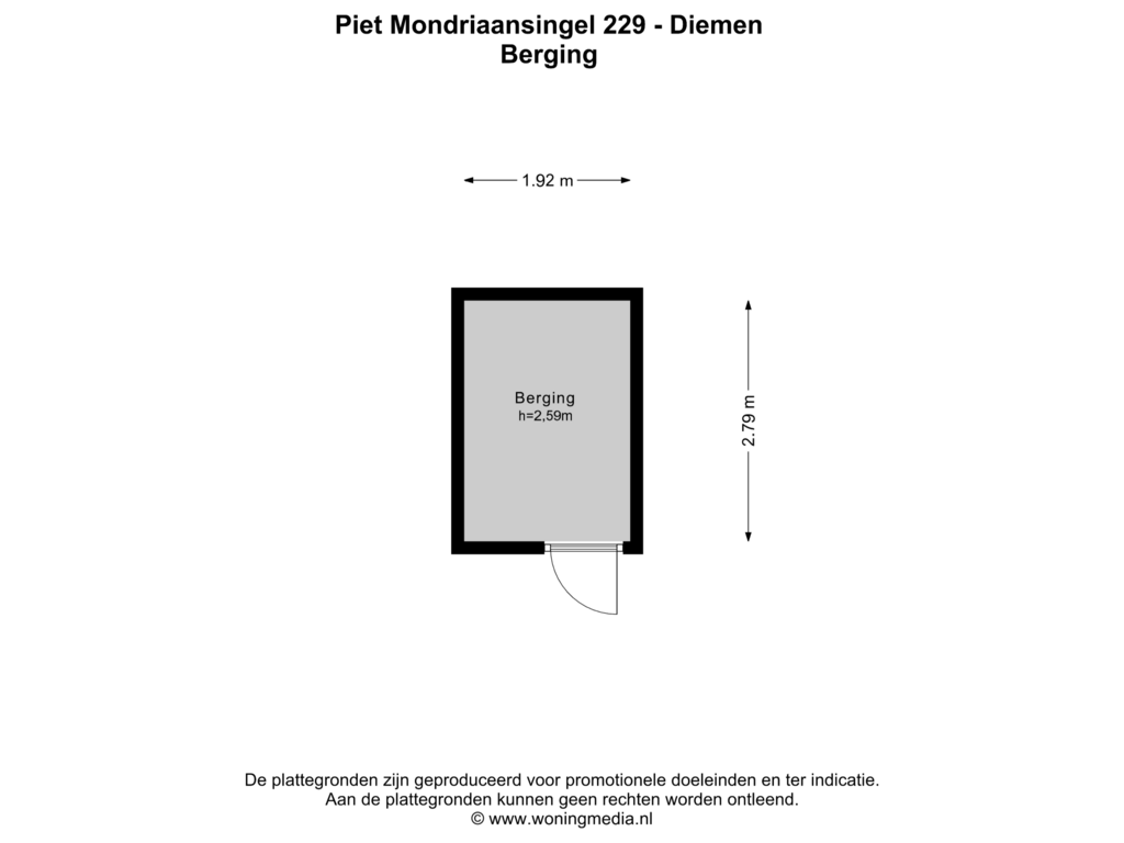 View floorplan of Berging of Piet Mondriaansingel 229