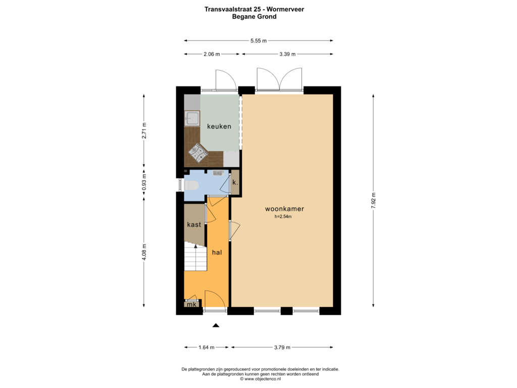 Bekijk plattegrond van BEGANE GROND van Transvaalstraat 25