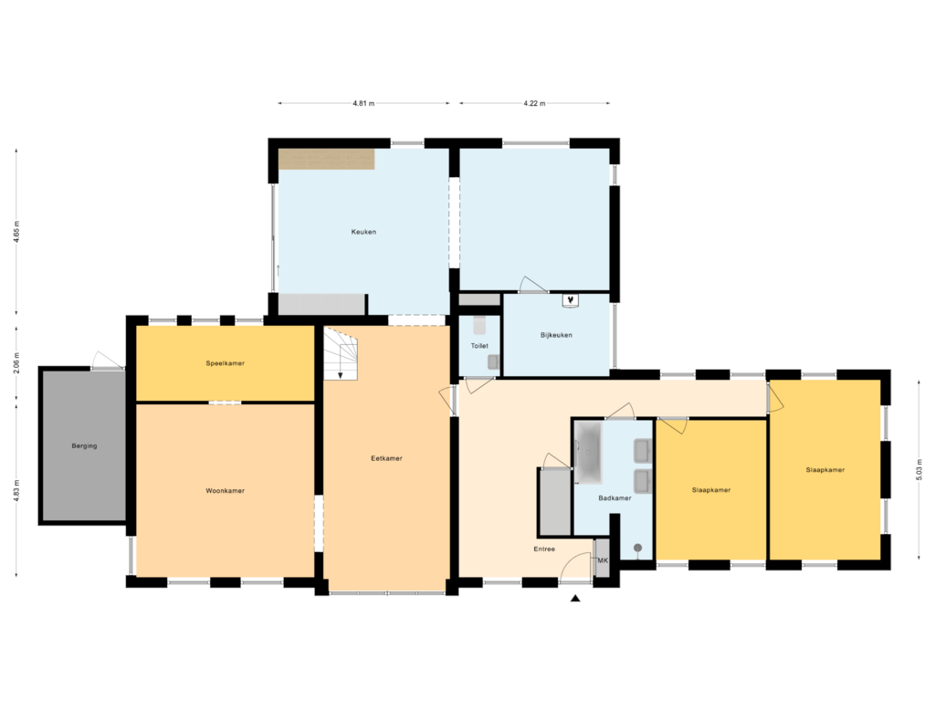 View floorplan of Begane Grond of Heilleweg 21