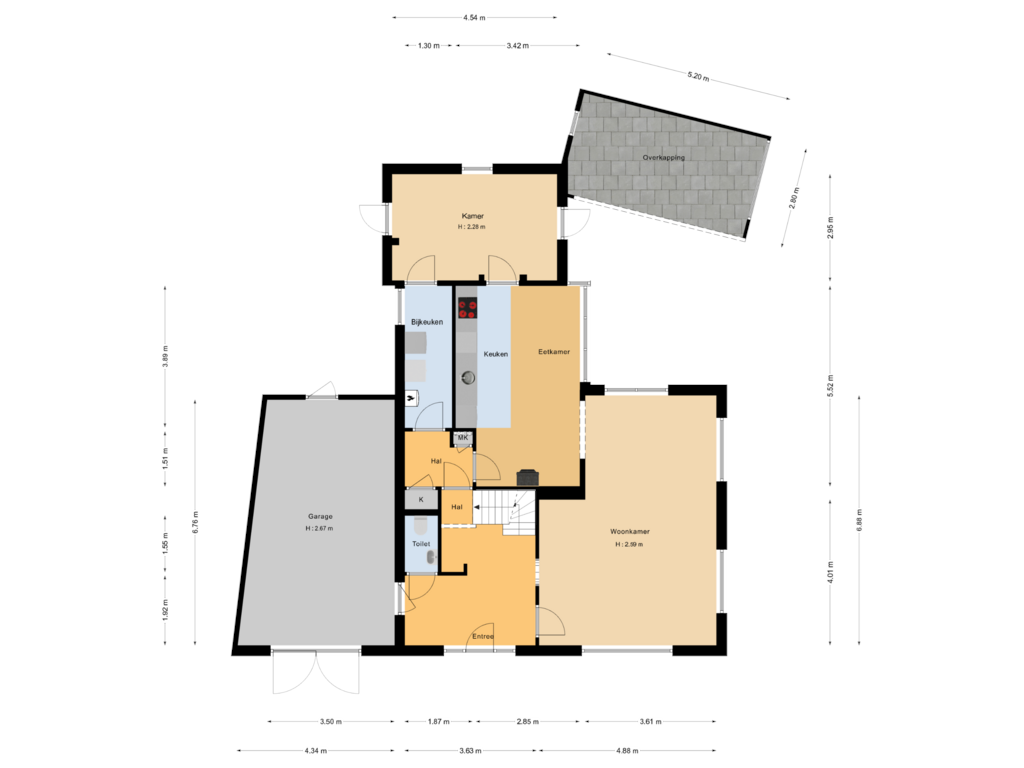 Bekijk plattegrond van Begane grond van Appelsestraat 7