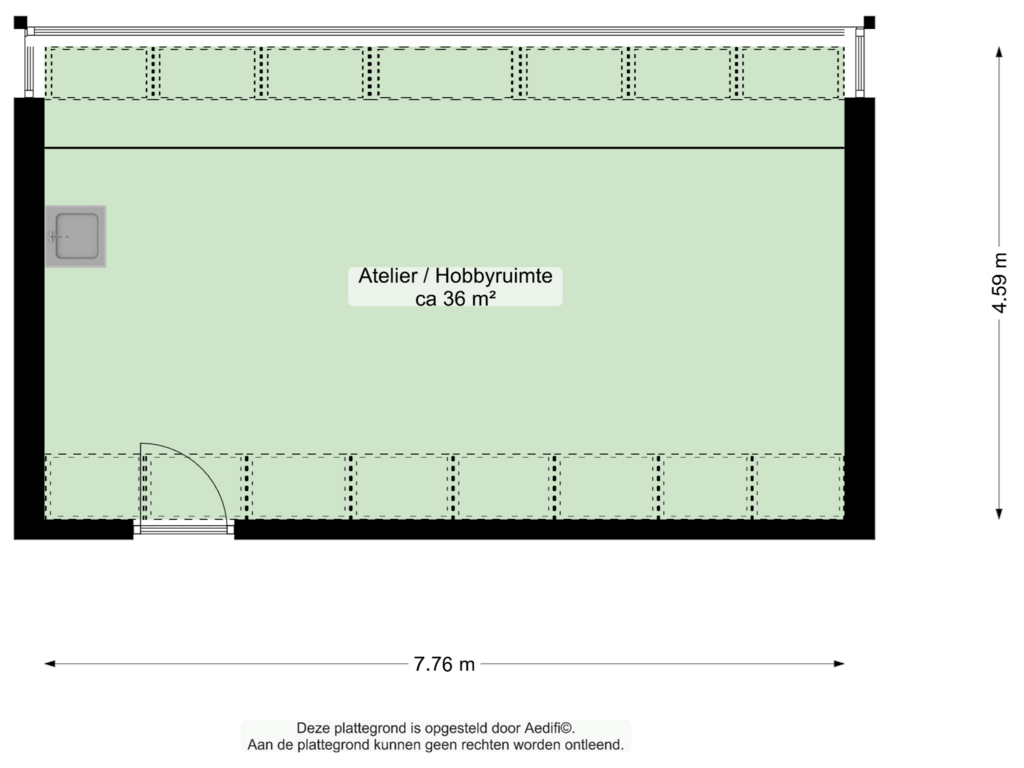 View floorplan of Vierde verdieping of Ubbo Emmiussingel 13-C