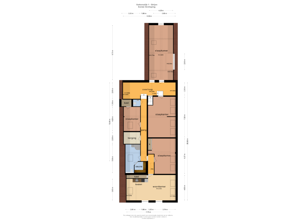 View floorplan of EERSTE VERDIEPING of Varkensdijk 1