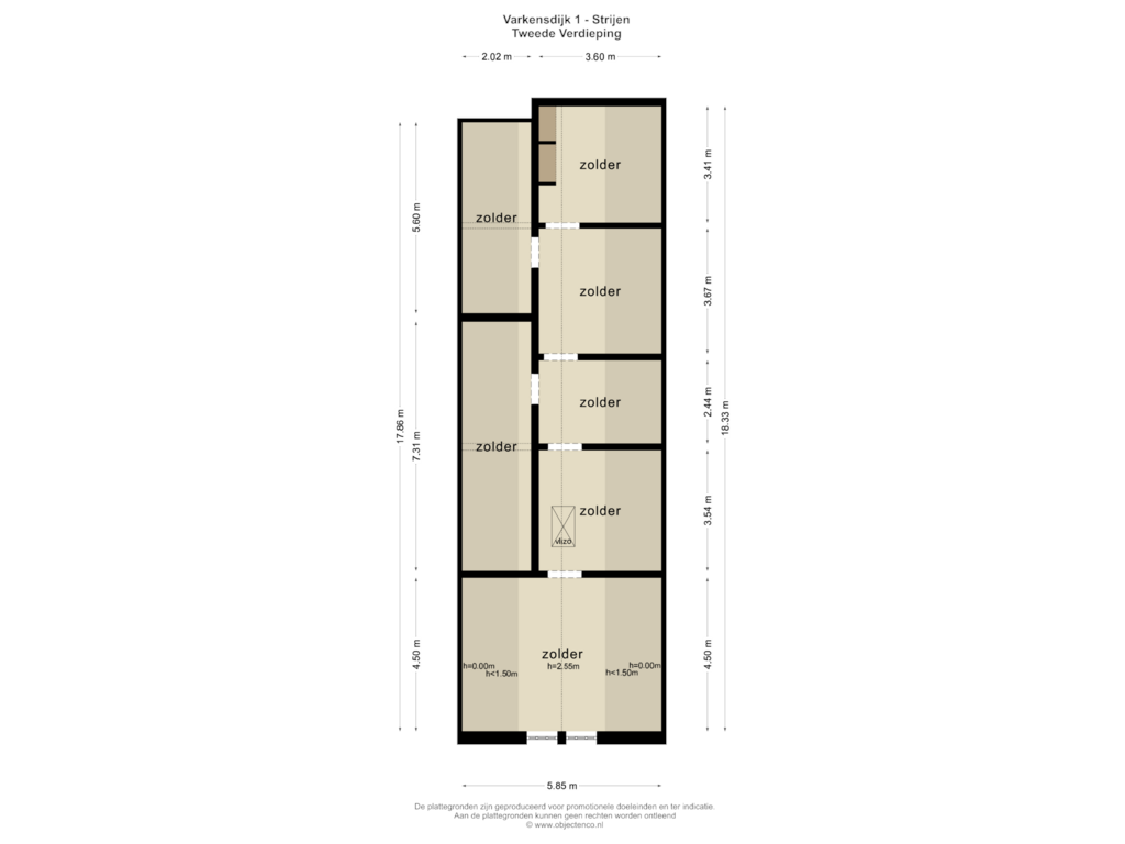 Bekijk plattegrond van TWEEDE VERDIEPING van Varkensdijk 1